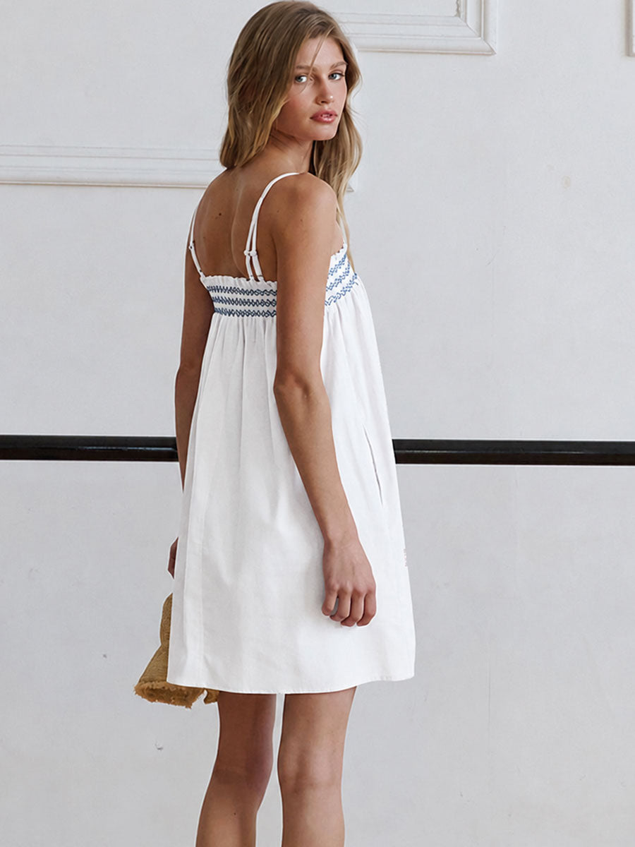 RESORT SARDINE SMOCKED SUNDRESS - IVORY