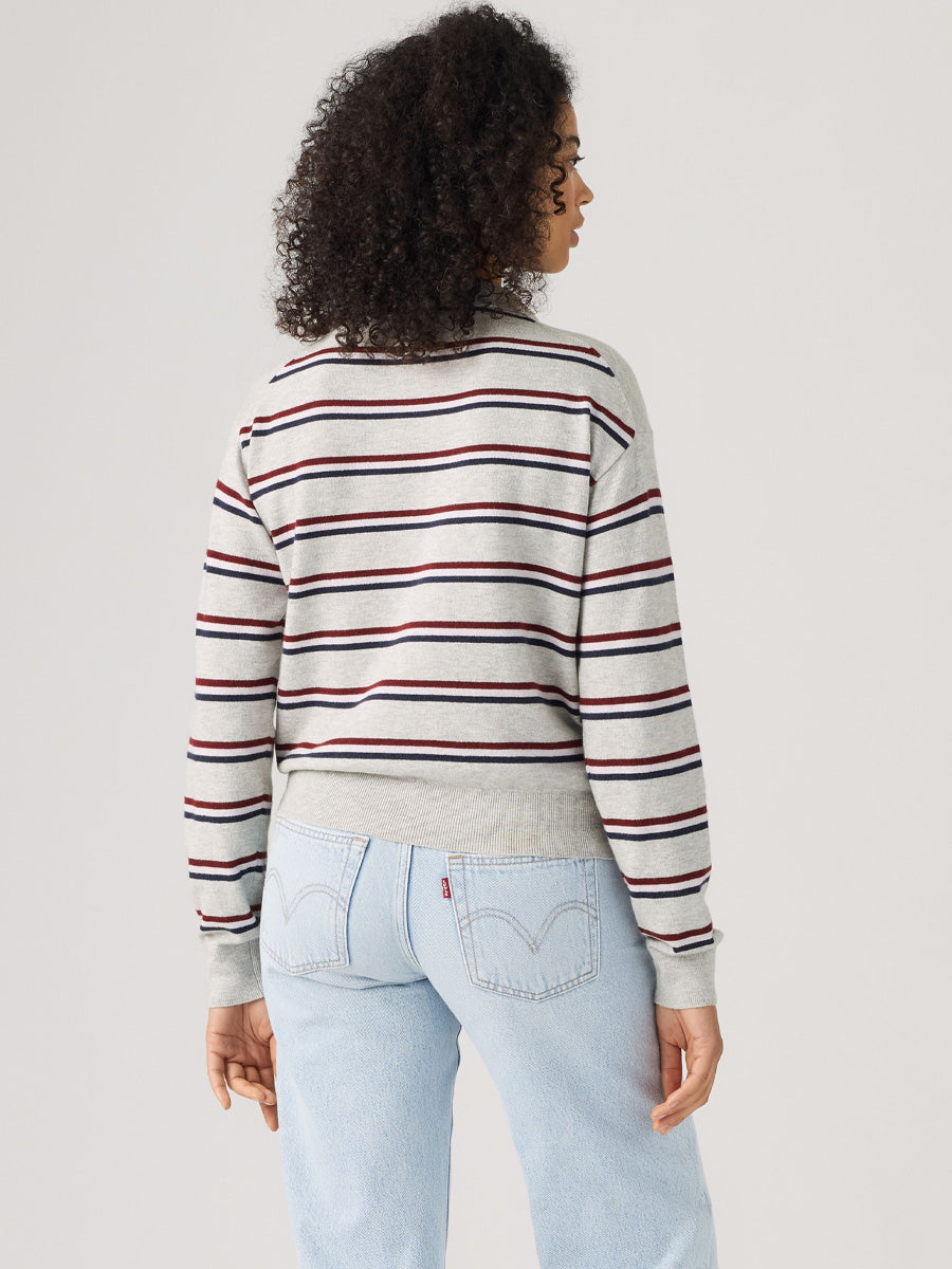 LEVI'S SUPER SOFT LONG-SLEEVE POLO - JADE STRIPE LIGHT