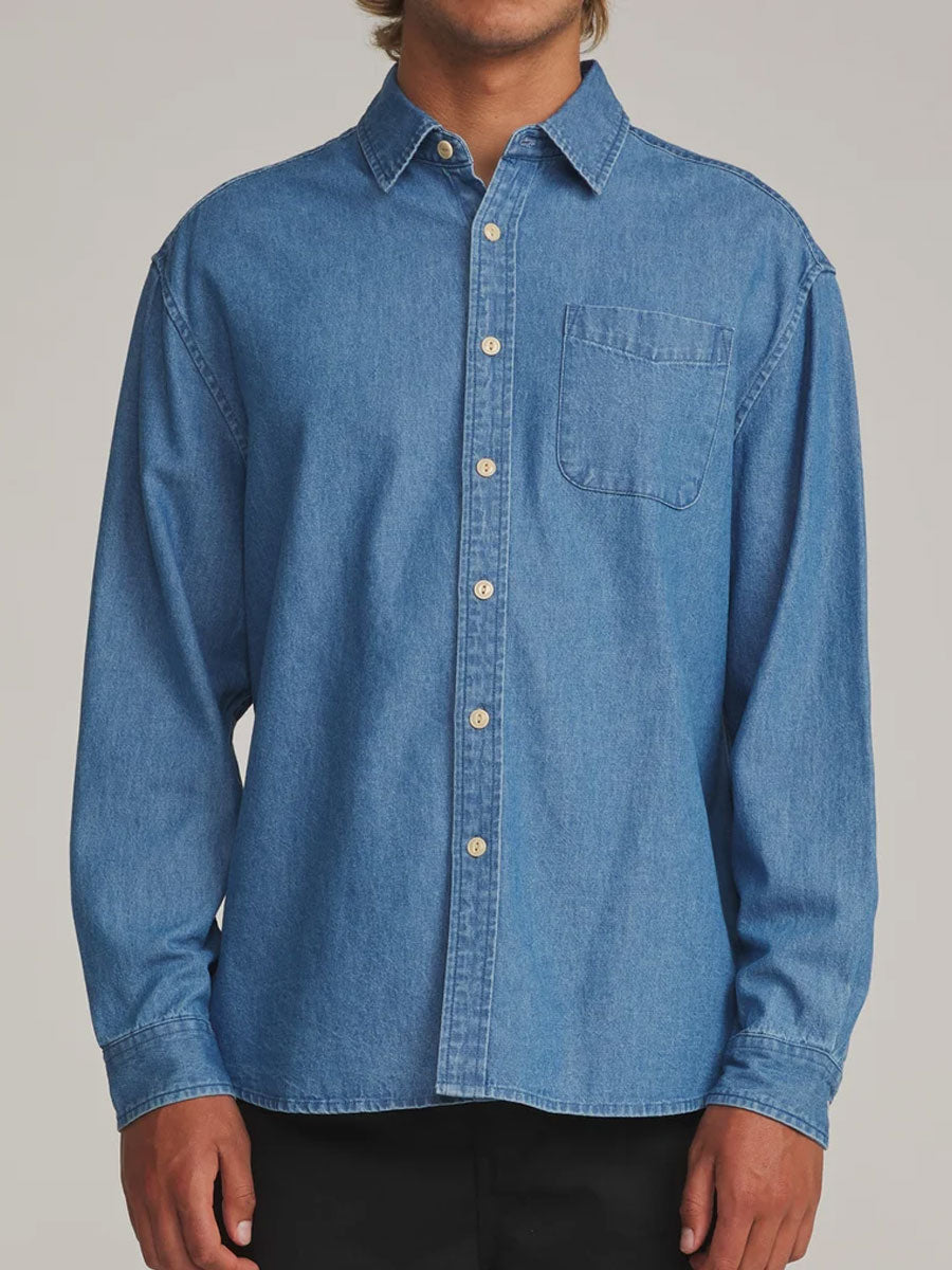KATIN HENRY DENIM SHIRT - MEDIUM INDIGO SHIRTS KATIN