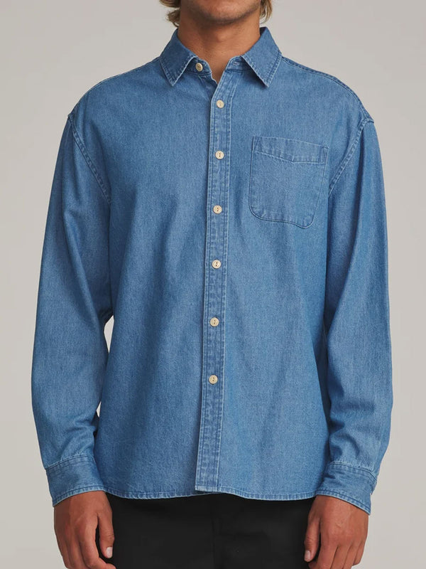 KATIN HENRY DENIM SHIRT - MEDIUM INDIGO SHIRTS KATIN