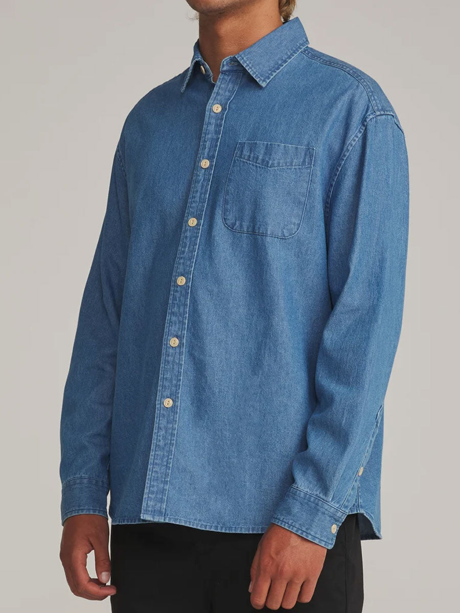 KATIN HENRY DENIM SHIRT - MEDIUM INDIGO SHIRTS KATIN