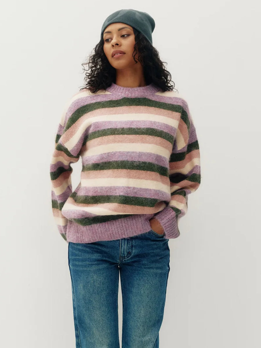 KUWALLA BONBON STRIPE RUGBY - PURPLE/OLIVE