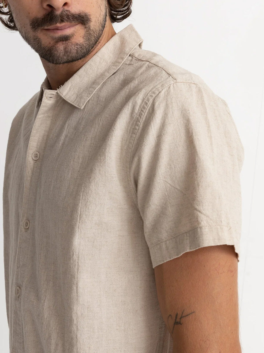 RHYTHM CLASSIC LINEN SHORT-SLEEVE SHIRT - SAND SHIRTS RHYTHM