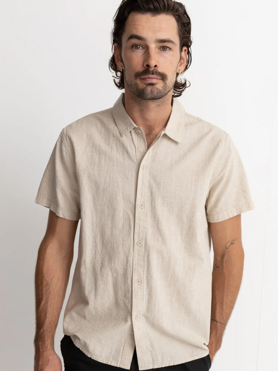 RHYTHM CLASSIC LINEN SHORT-SLEEVE SHIRT - SAND SHIRTS RHYTHM