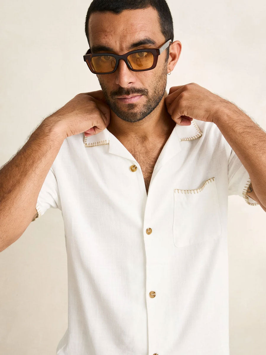 RHYTHM RELAXED WHIP STICH SHORT-SLEEVE SHIRT - NATURAL SHIRTS RHYTHM
