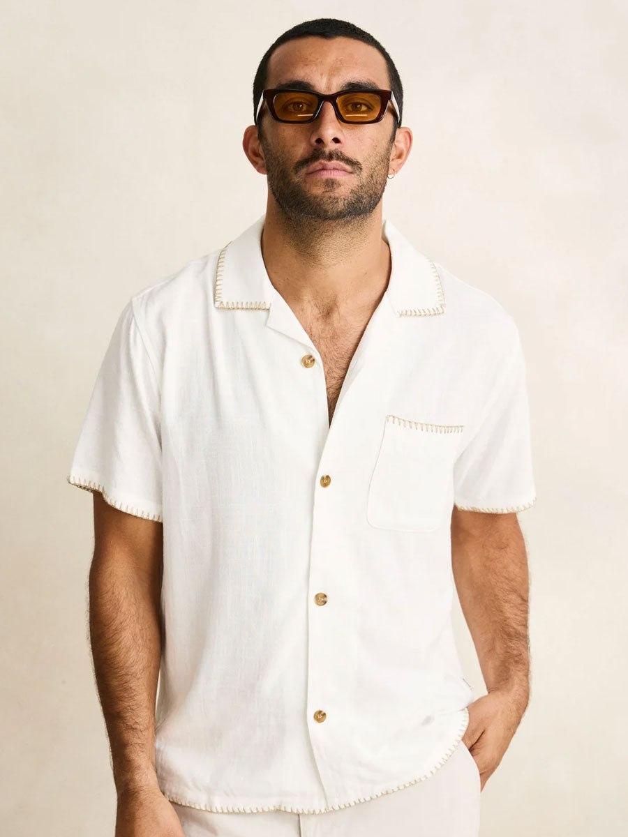 RHYTHM RELAXED WHIP STICH SHORT-SLEEVE SHIRT - NATURAL SHIRTS RHYTHM