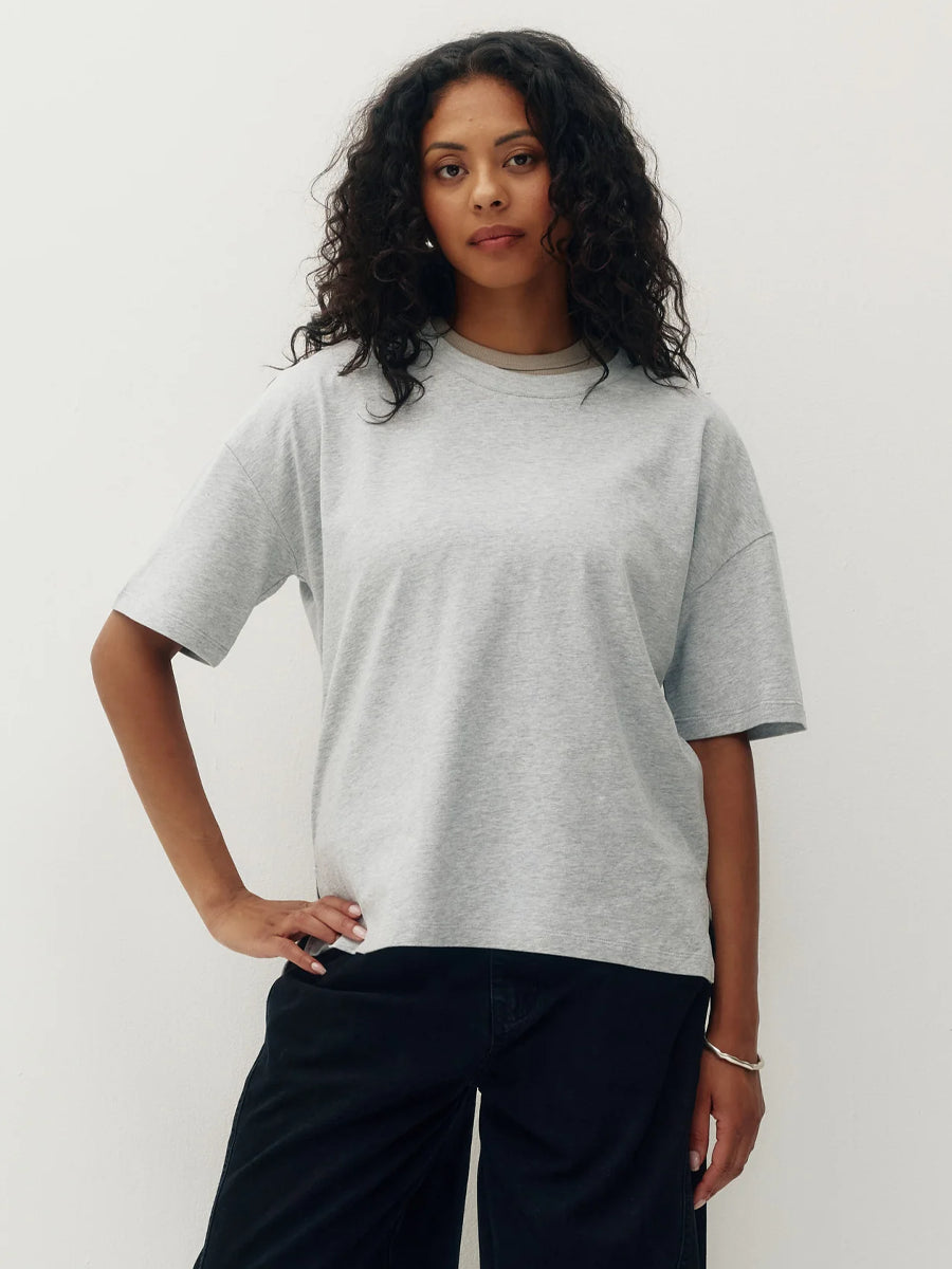 KUWALLA MIST OVERSIZE TEE - HEATHER GREY