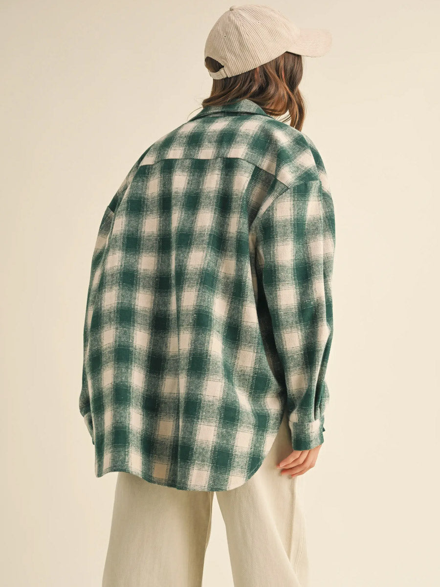 MIXED COLOUR PLAID SHACKET - GREEN JACKET -   