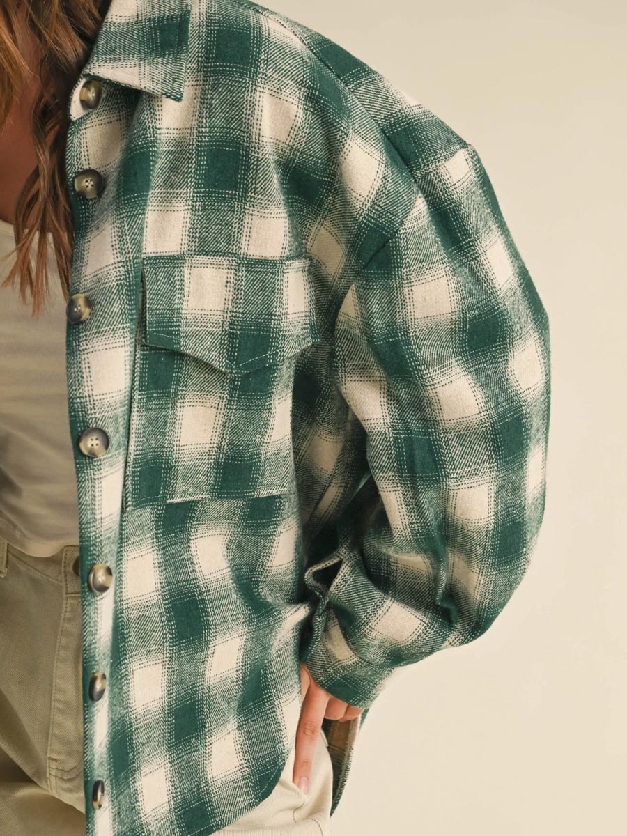 MIXED COLOUR PLAID SHACKET - GREEN JACKET -   