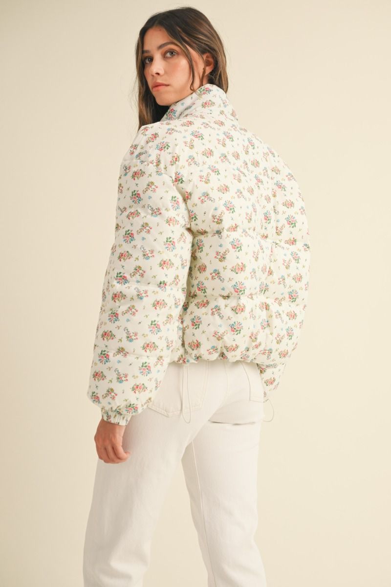 FLORAL PRINT PADDED JACKET JACKET -   