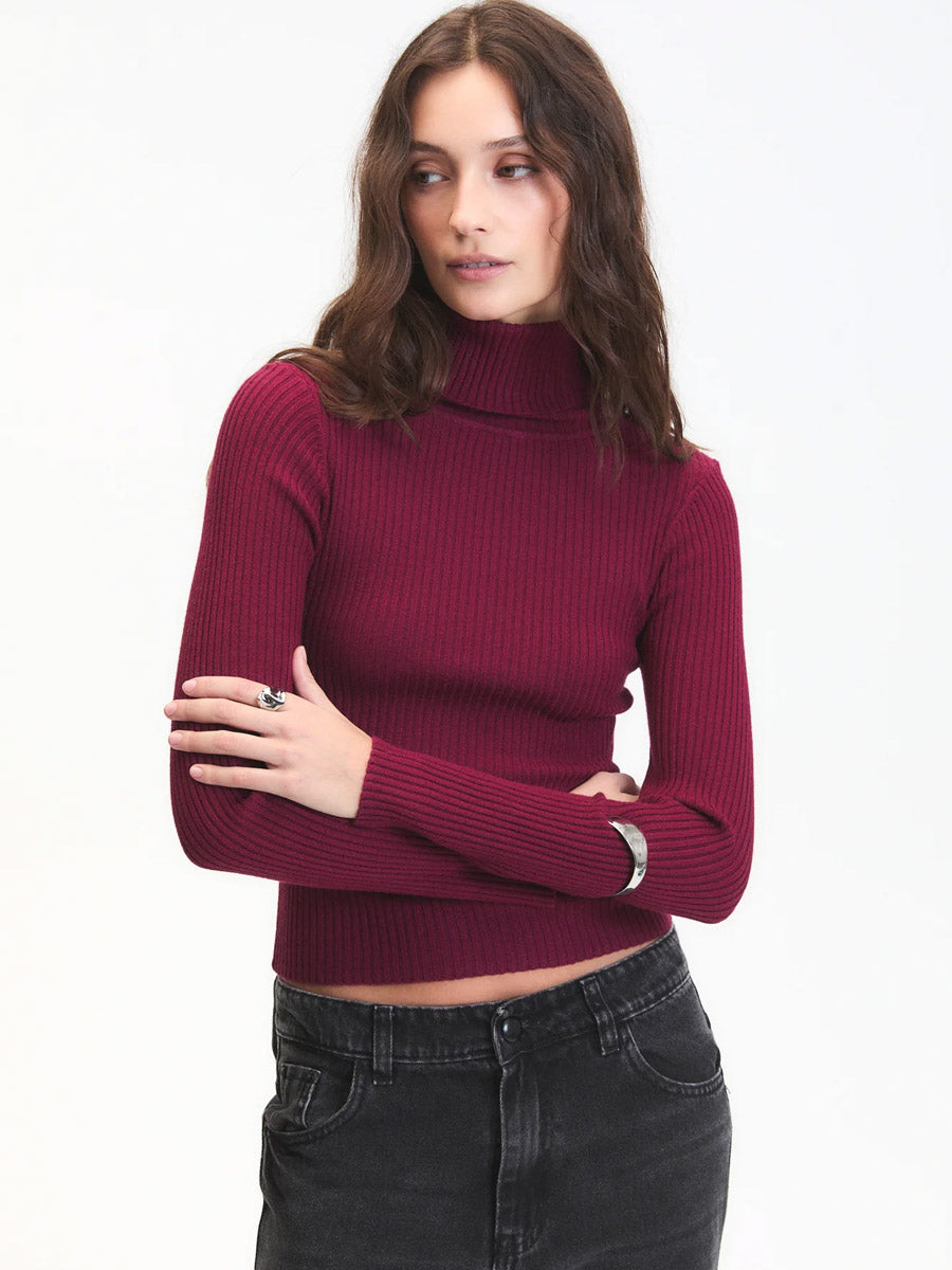 MYLO TURTLENECK SWEATER - WINE SWEATERS DELUC
