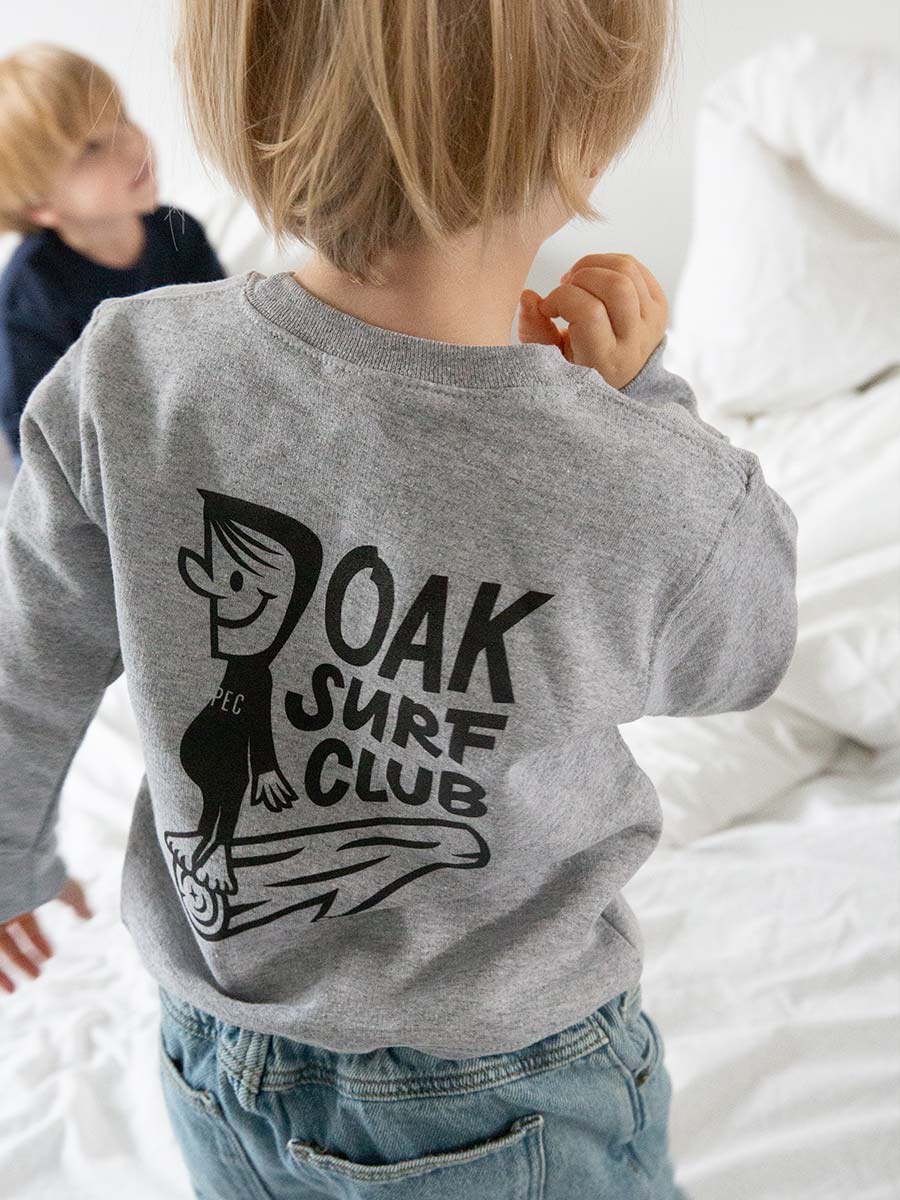 OAK SURF CLUB YOUTH GROVER CREWNECK - HEATHER GREY CREWNECK OAK SURF CLUB