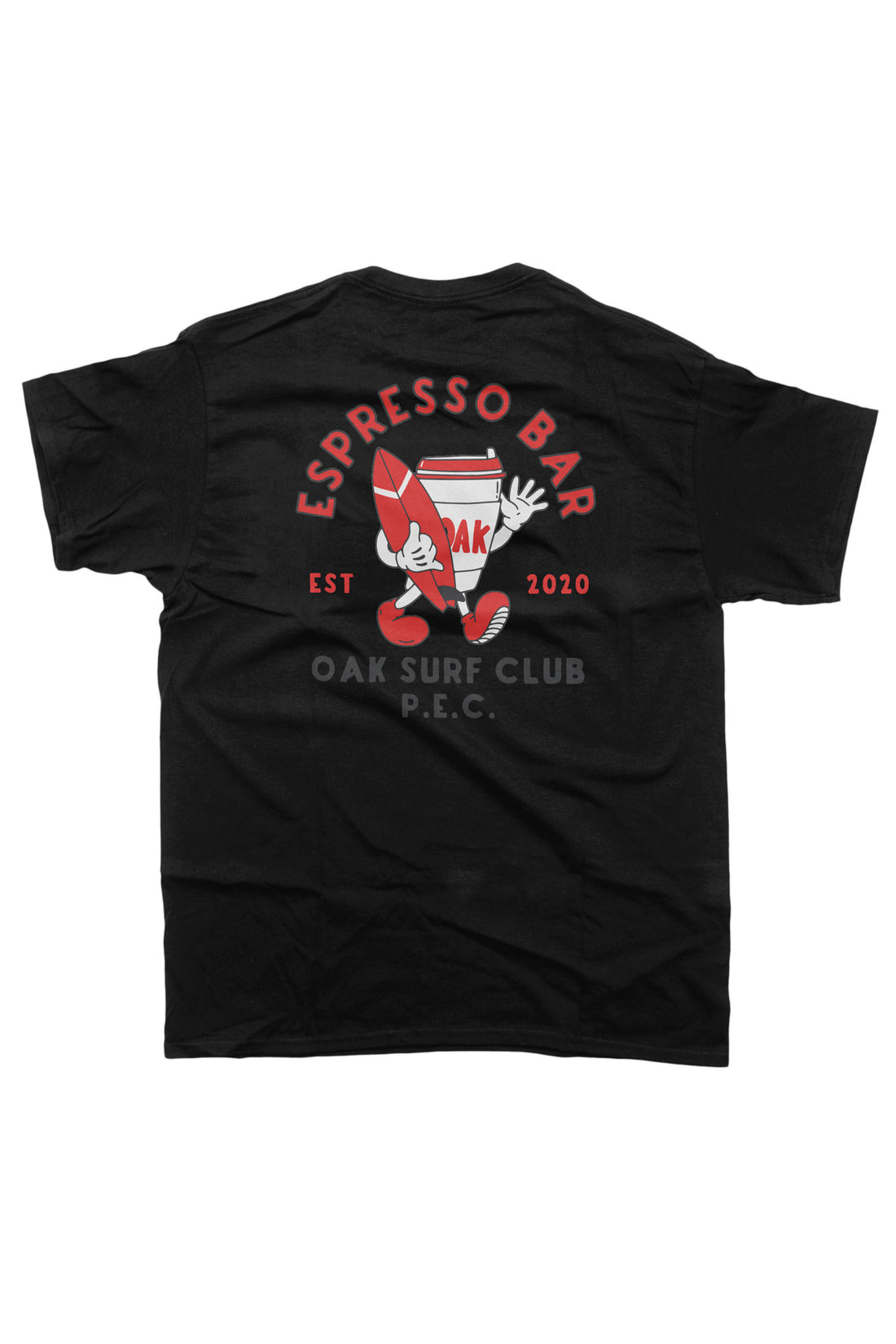 OAK SURF CLUB COFFEE CUP GUY TEE - BLACK TSHIRT OAK SURF CLUB   