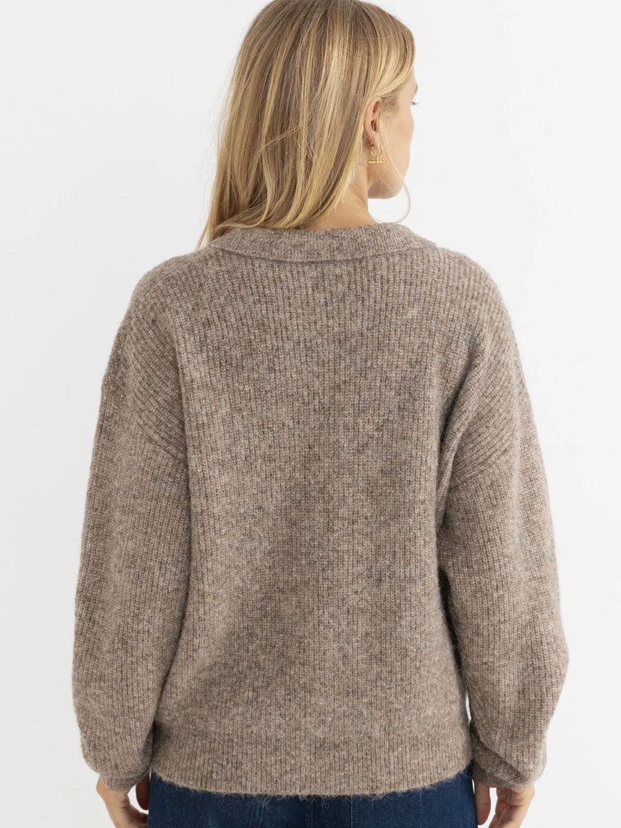 QUINN V-NECK COLLARED JUMPER - OAT SWEATERS RHYTHM