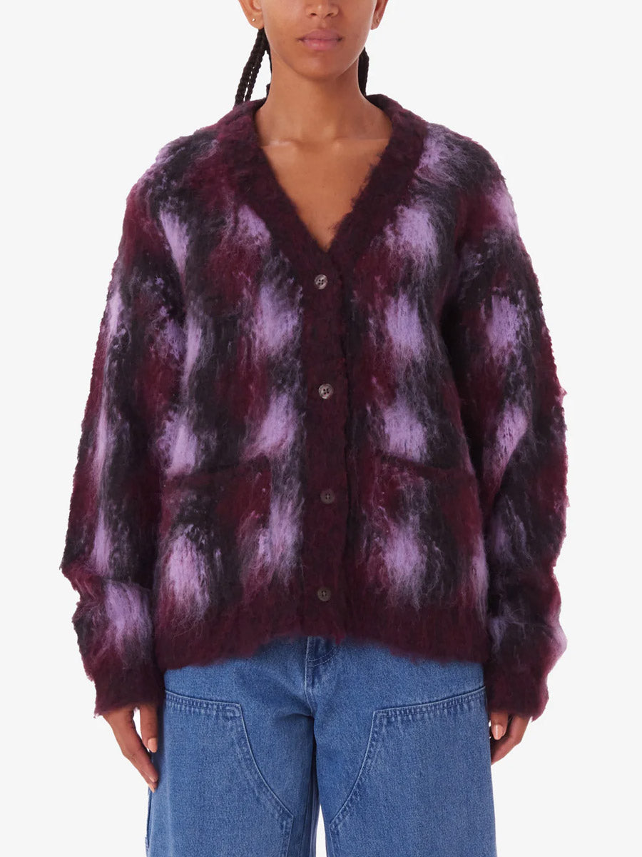 OBEY AMOEBA CARDIGAN - BERRY MULTI SWEATER OBEY   