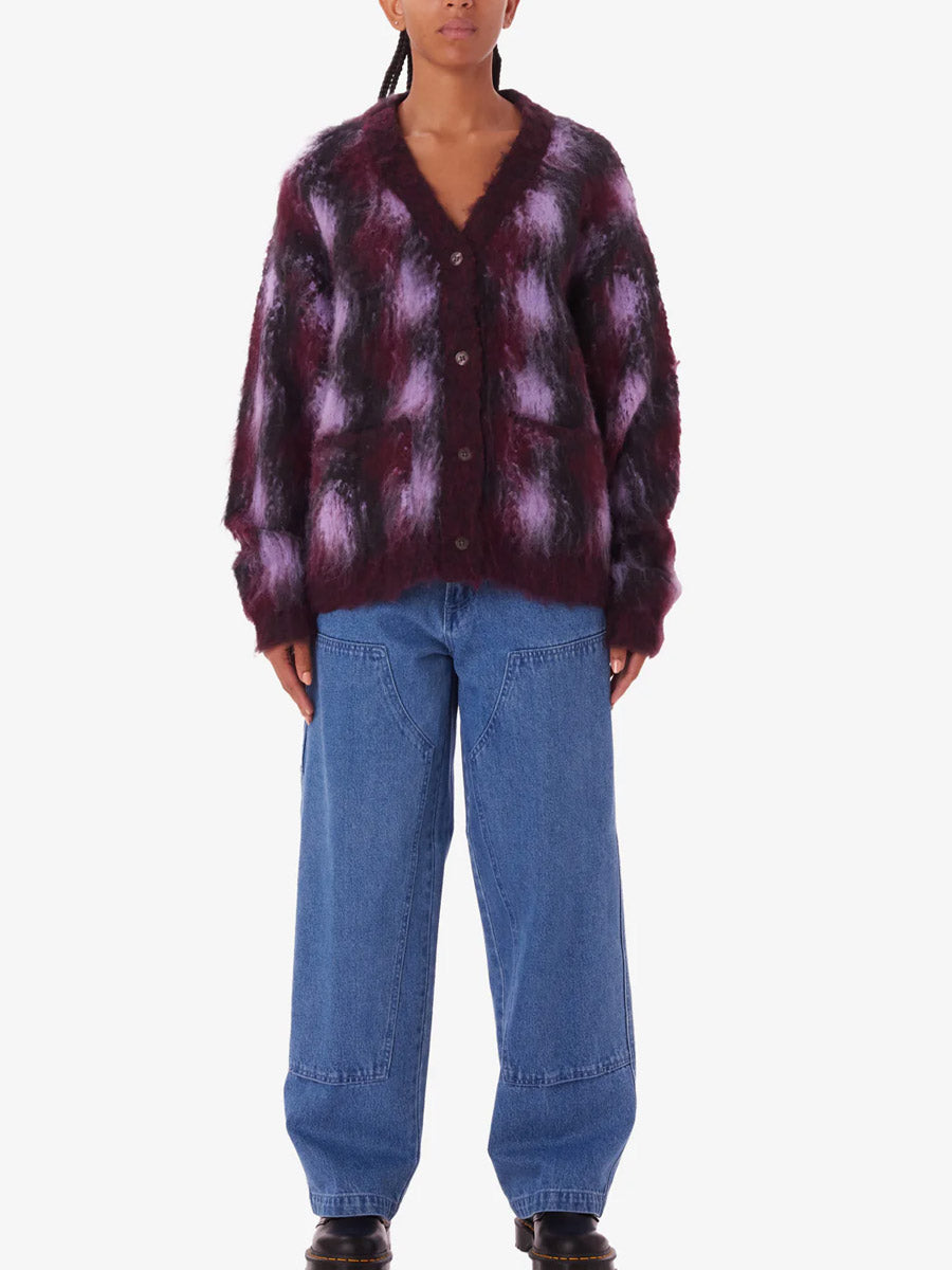 OBEY AMOEBA CARDIGAN - BERRY MULTI SWEATER OBEY   