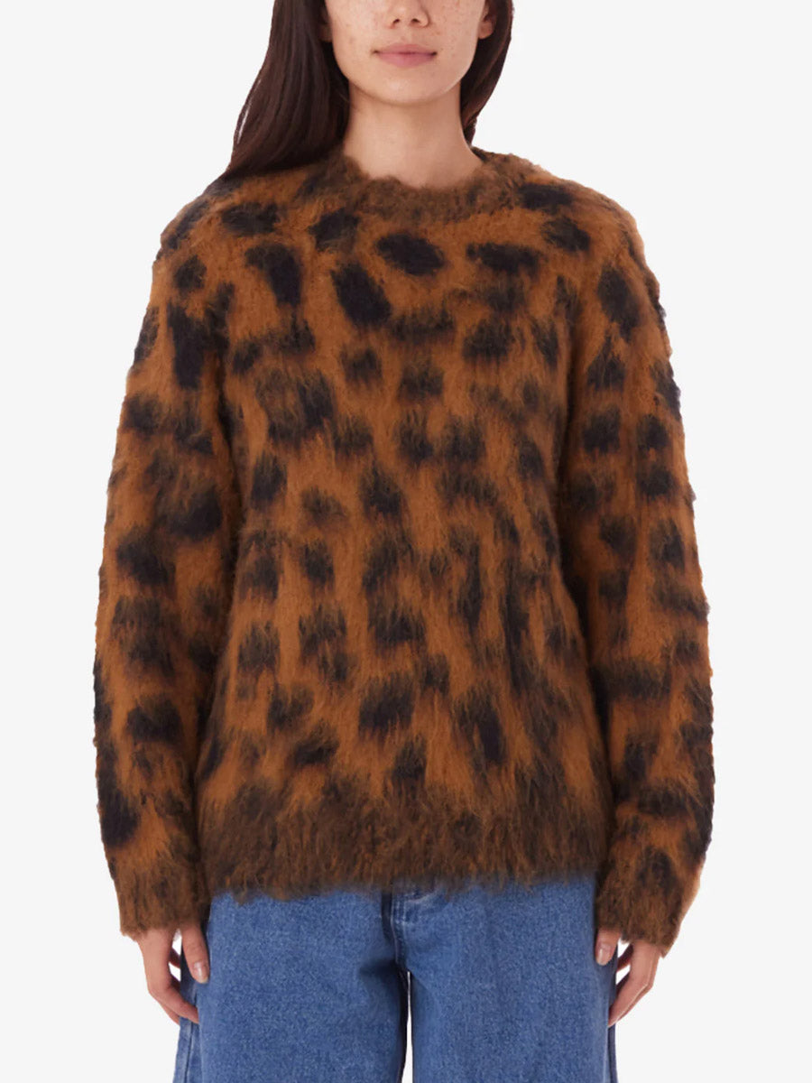 OBEY DOTTIE CREWNECK SWEATER - BONE BROWN MULTI SWEATER OBEY   