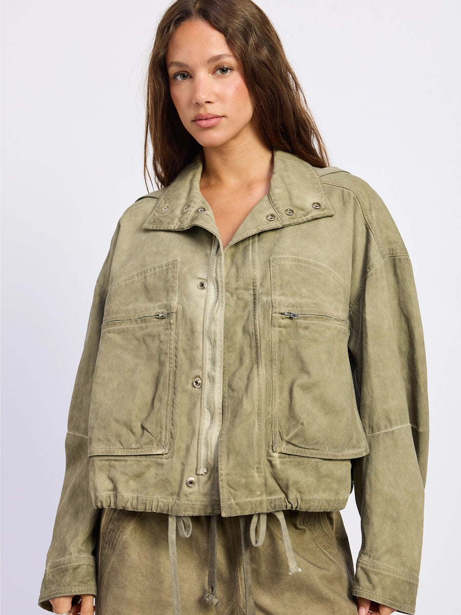 OIL WASH UTILITY JACKET - WASHED KHAKI