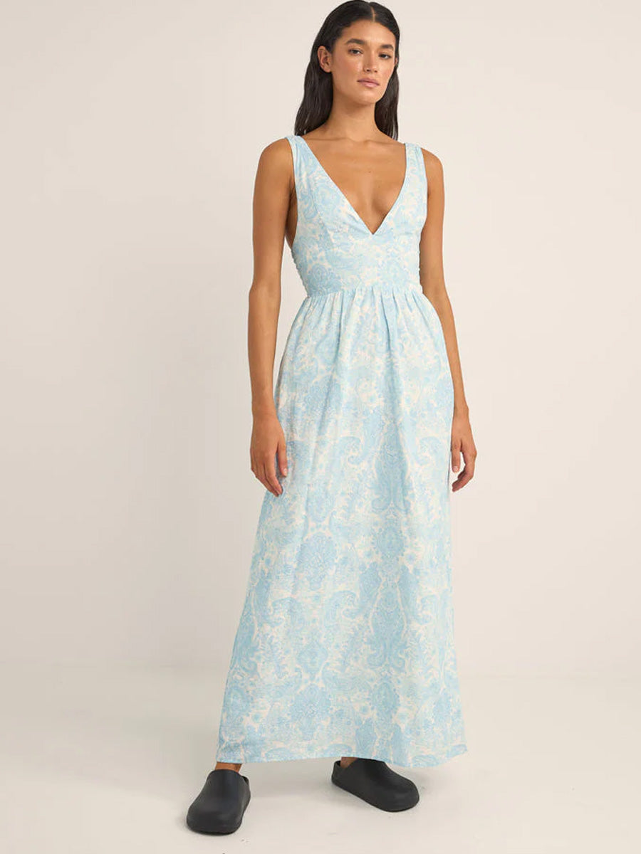 JEAN PAISLEY MAXI DRESS - BLUE DRESS -