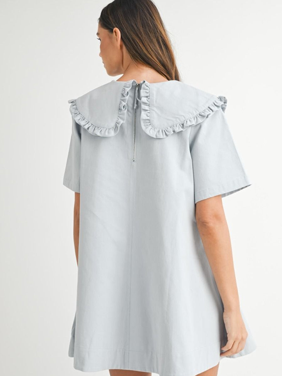 PETER PAN COLLAR MINI DRESS - LIGHT BLUE