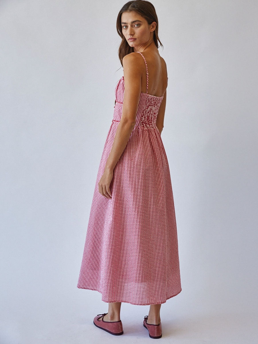 SWEET ESCAPE PICNIC BOW DRESS - RED DRESSES OAK CLOTHING CO.