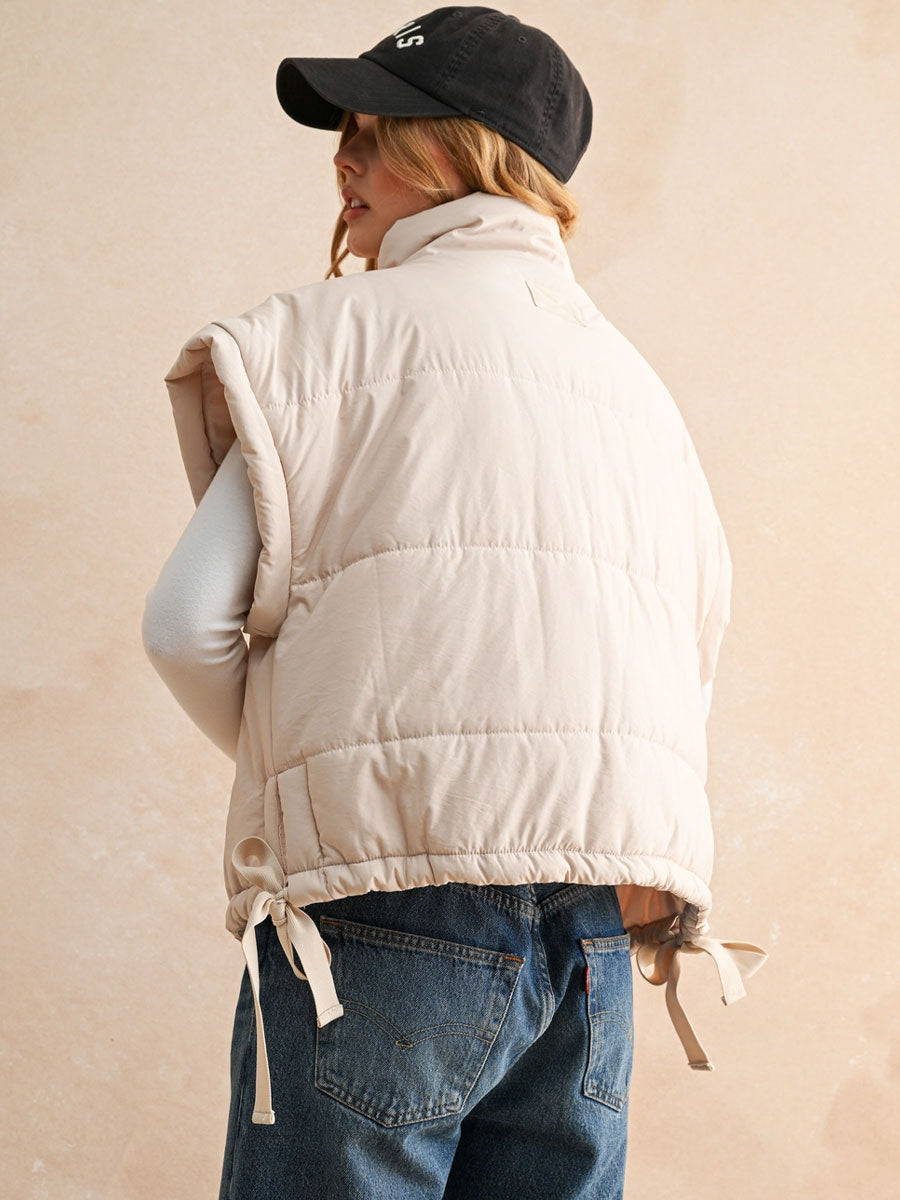 OVERSIZED PUFFER VEST - ECRU JACKETS OAK CLOTHING CO.