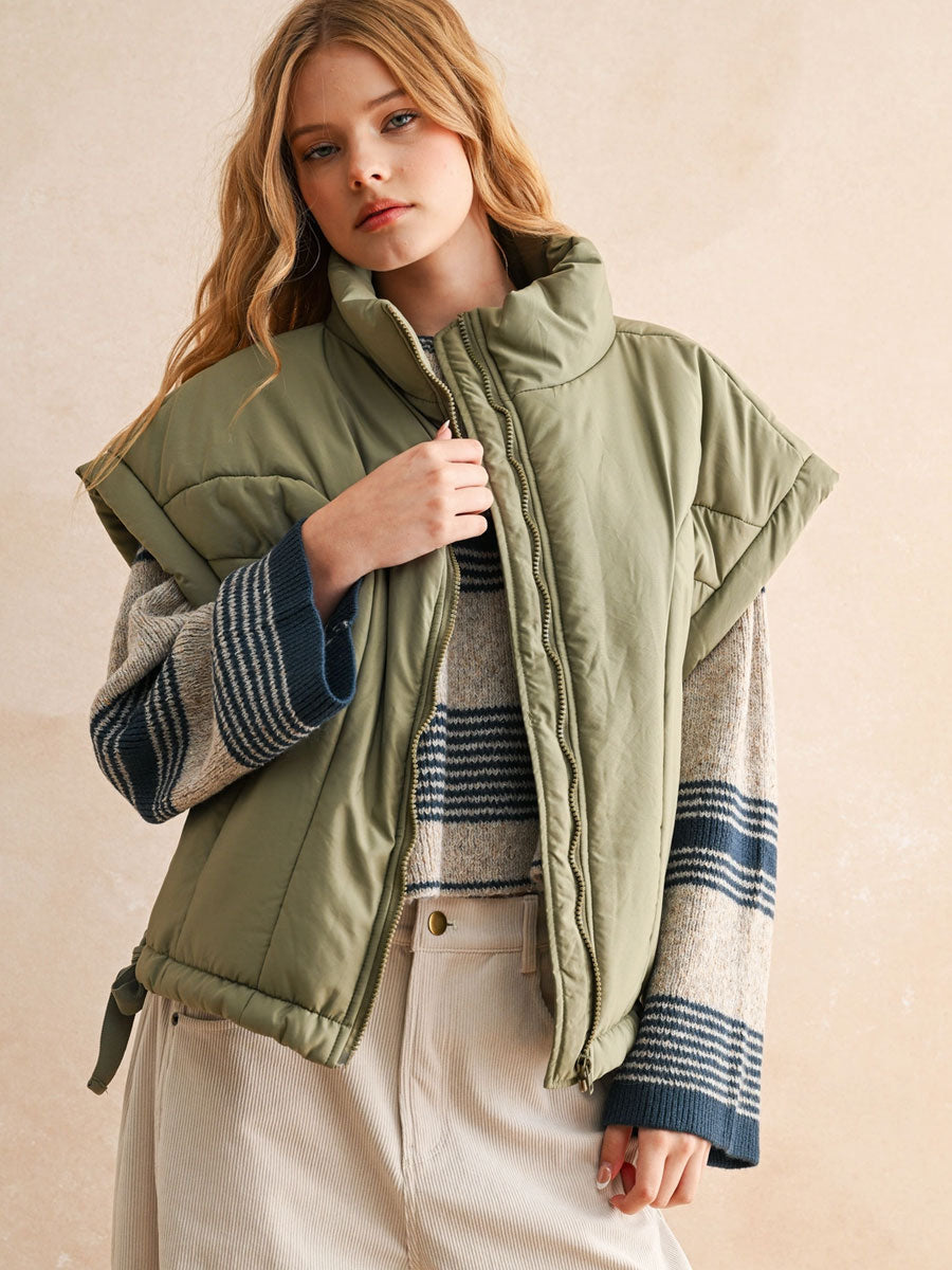 OVERSIZED PUFFER VEST - OLIVE VEST OAK CLOTHING CO. INC.