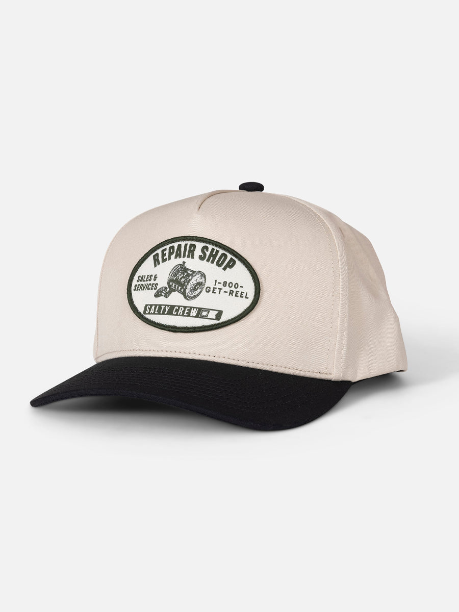 SALTY CREW REEL REPAIR SNAPBACK - OFF WHITE/BLACK HATS SALTY CREW