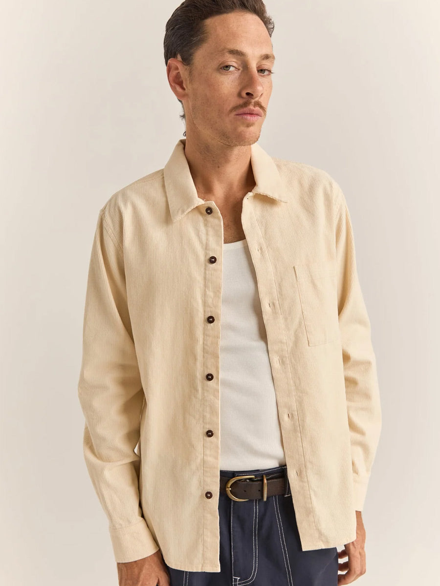 RHYTHM CORDUROY LONG-SLEEVE SHIRT - NATURAL SHIRT RHYTHM   