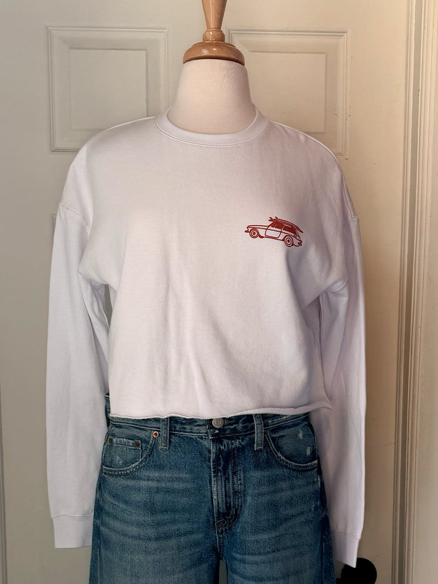 OAK SURF CLUB SANDBANKS CROPPED CREW - WHITE