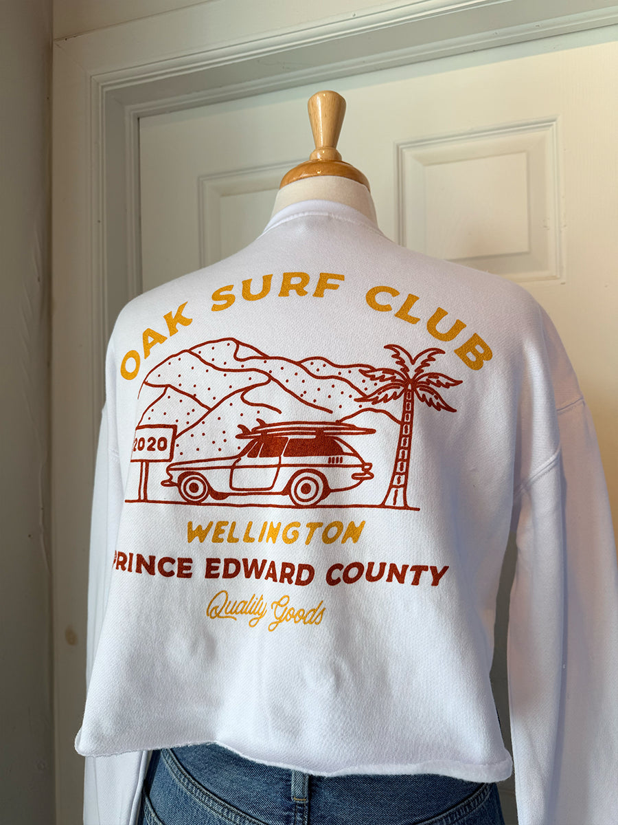 OAK SURF CLUB SANDBANKS CROPPED CREW - WHITE