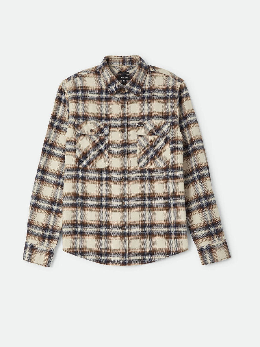 BRIXTON BOWERY FLANNEL - SOFT BROWN PLAID SHIRTS BRIXTON