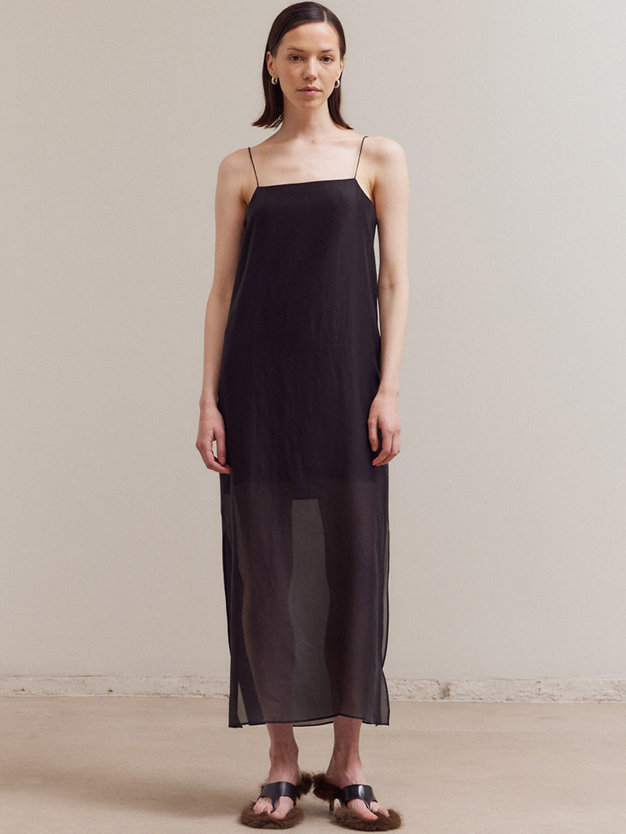 SPAGHETTI STRAP MAXI DRESS - BLACK DRESSES OAK CLOTHING CO.