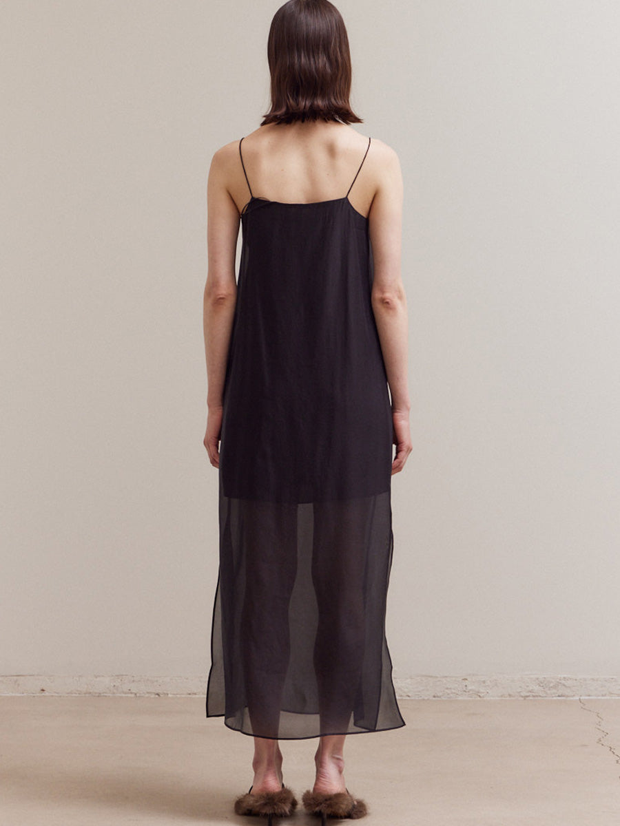 SPAGHETTI STRAP MAXI DRESS - BLACK DRESSES OAK CLOTHING CO.