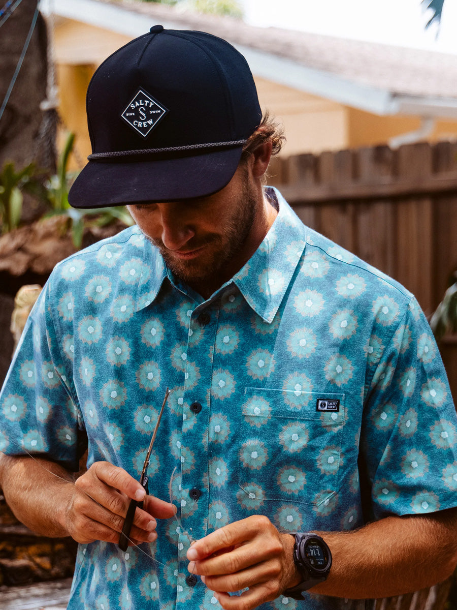 SALTY CREW CREW SHORT-SLEEVE BUTTON UP - SLATE SHIRTS SALTY CREW