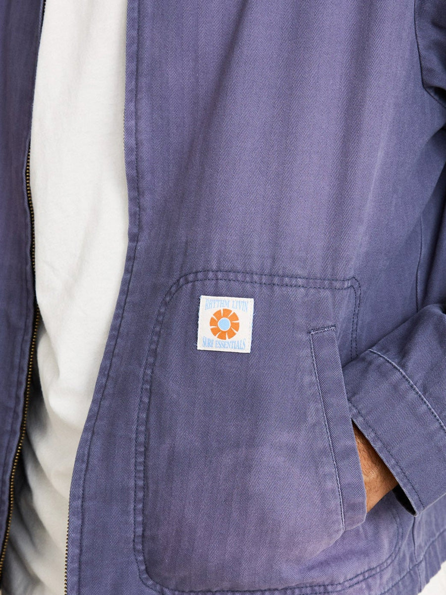 RHYTHM HERRINGBONE SUN WASH JACKET - VINTAGE BLUE