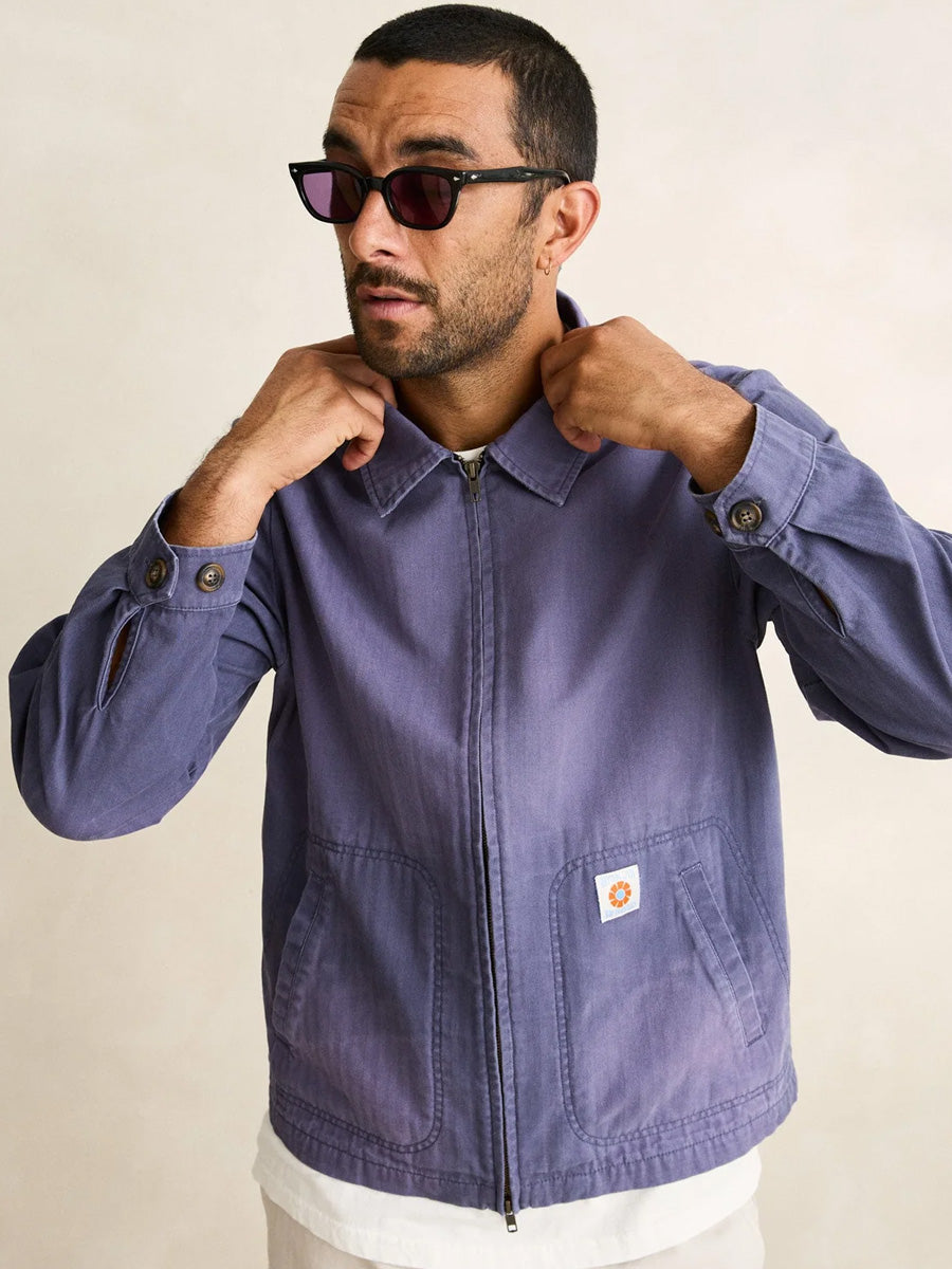 RHYTHM HERRINGBONE SUN WASH JACKET - VINTAGE BLUE