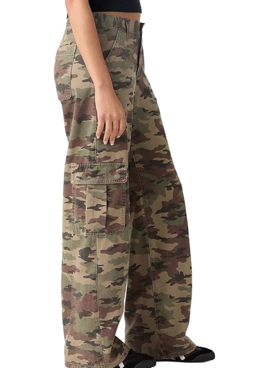 LEVI'S SUPERLOW LOOSE CARGO - WALLER CAMO COVERT CANVAS JEANS LEVI'S