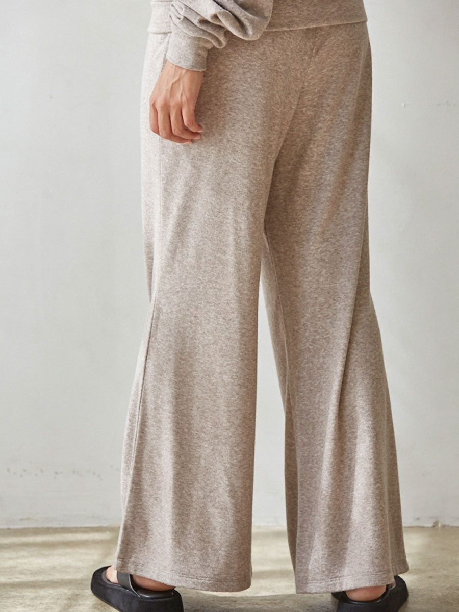 KNIT WIDE LEG PANTS - TAUPE