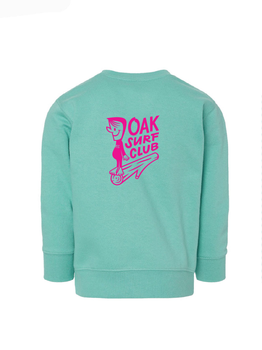 OAK SURF CLUB YOUTH GROVER CREWNECK - PINK/TEAL SWEATERS OAK SURF CLUB