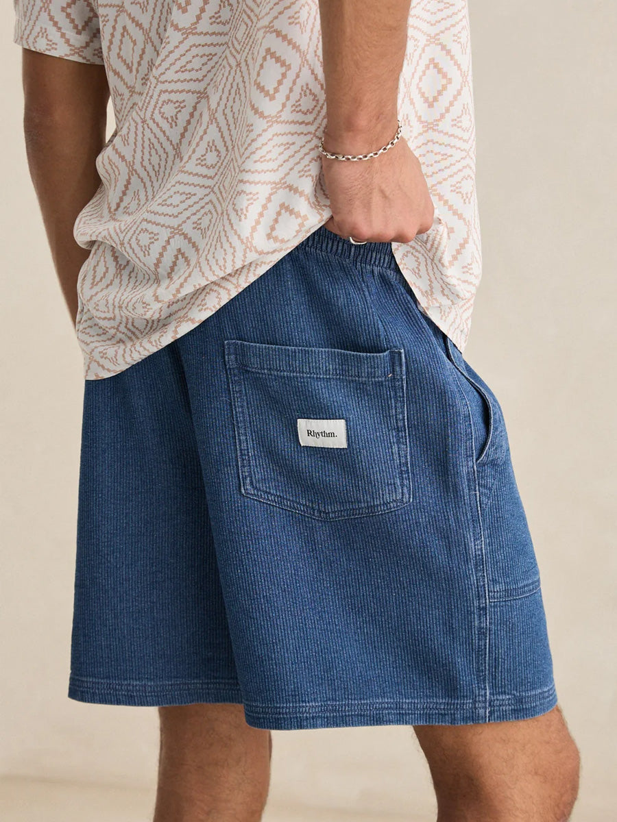 RHYTHM TEXTURED WALE JAM SHORT - WASHED INDIGO SHORTS RHYTHM