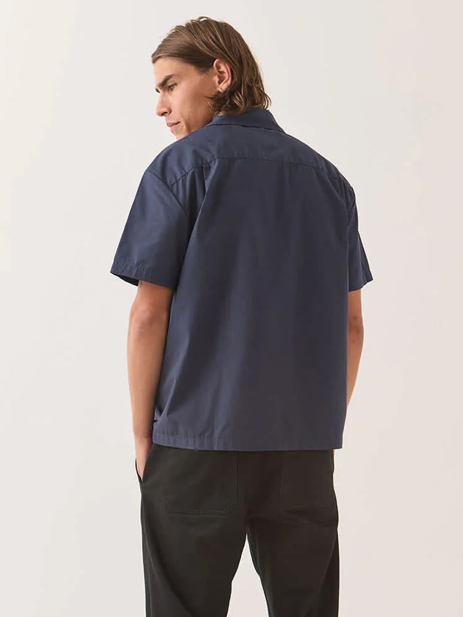 BRIXTON TRADEMARK WOVEN SHORT-SLEEVE SHIRT - WASHED NAVY SHIRTS BRIXTON