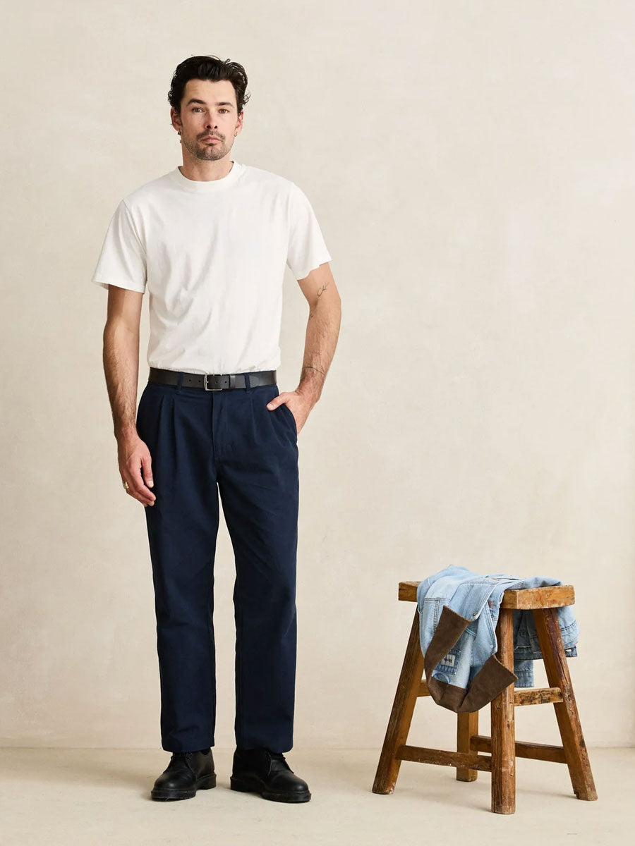 RHYTHM TWILL PRESSED TROUSER - NAVY PANTS RHYTHM