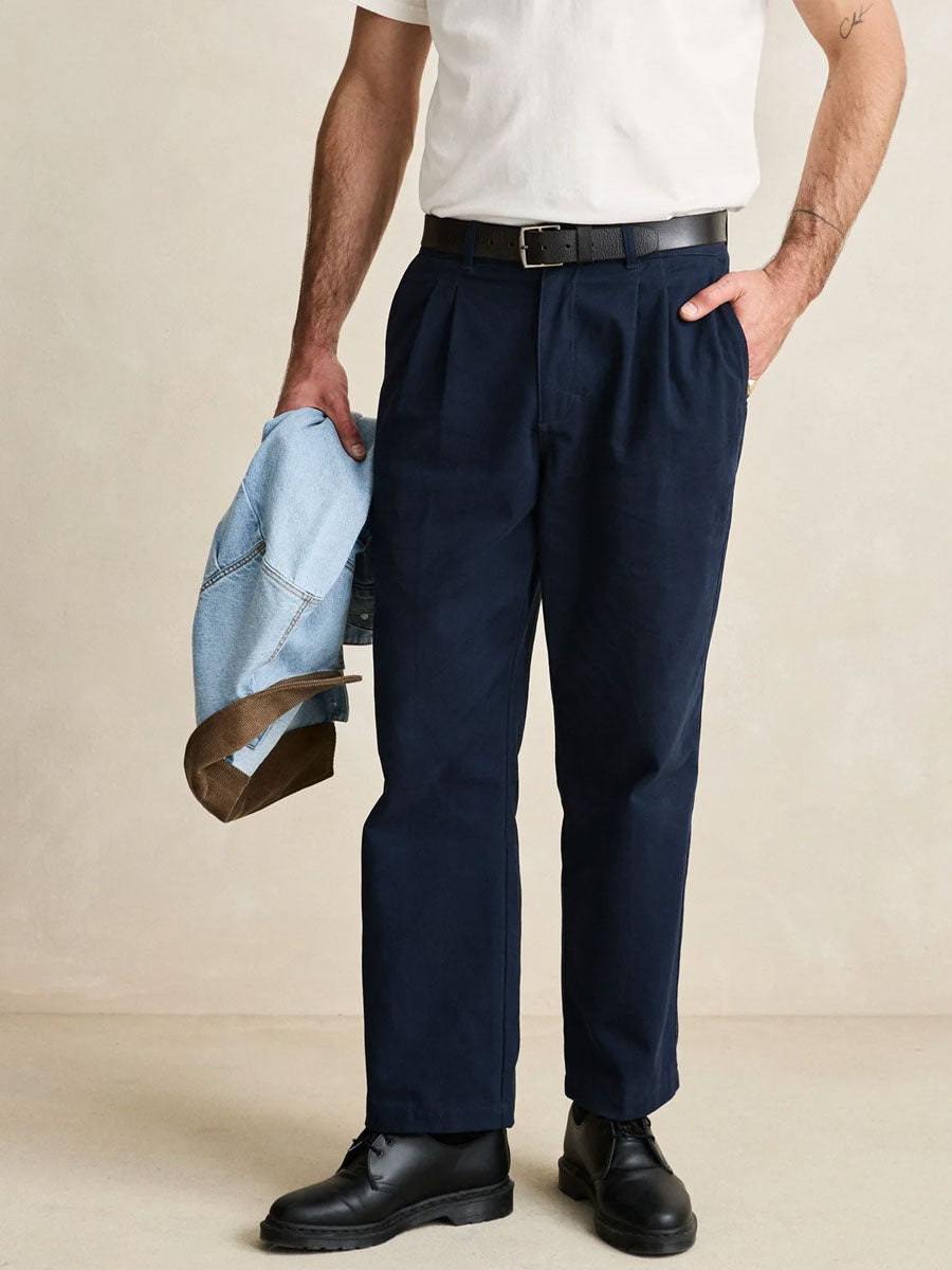 RHYTHM TWILL PRESSED TROUSER - NAVY PANTS RHYTHM