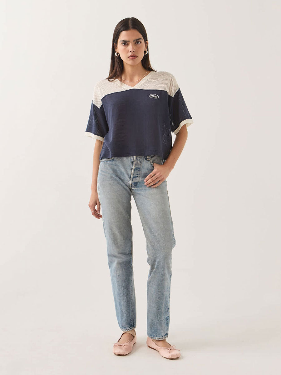 BRIXTON VARSITY MESH TEE - OFF WHITE / WASHED NAVY