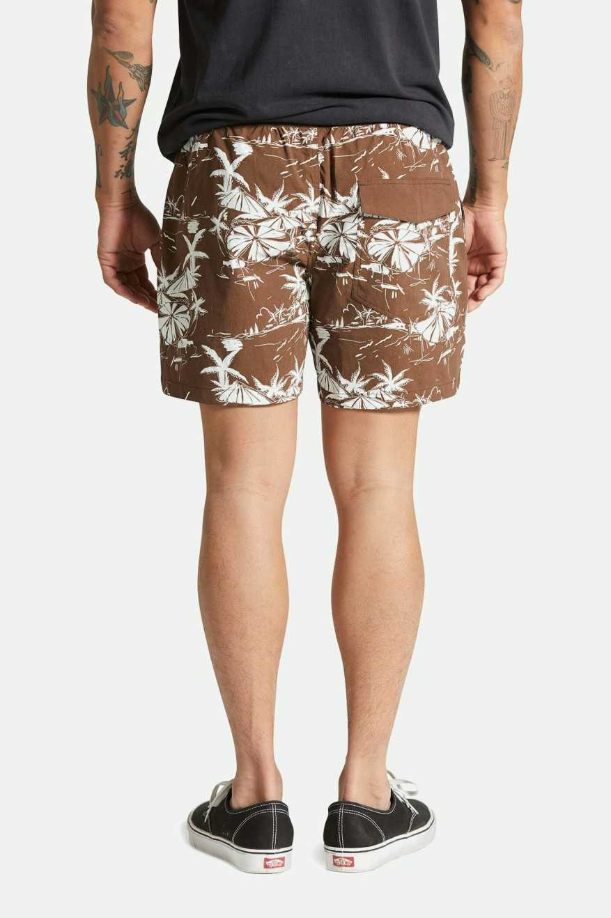 BRIXTON VOYAGE SHORT 16" - SEPIA UMBRELLA SCENE SHORTS BRIXTON   