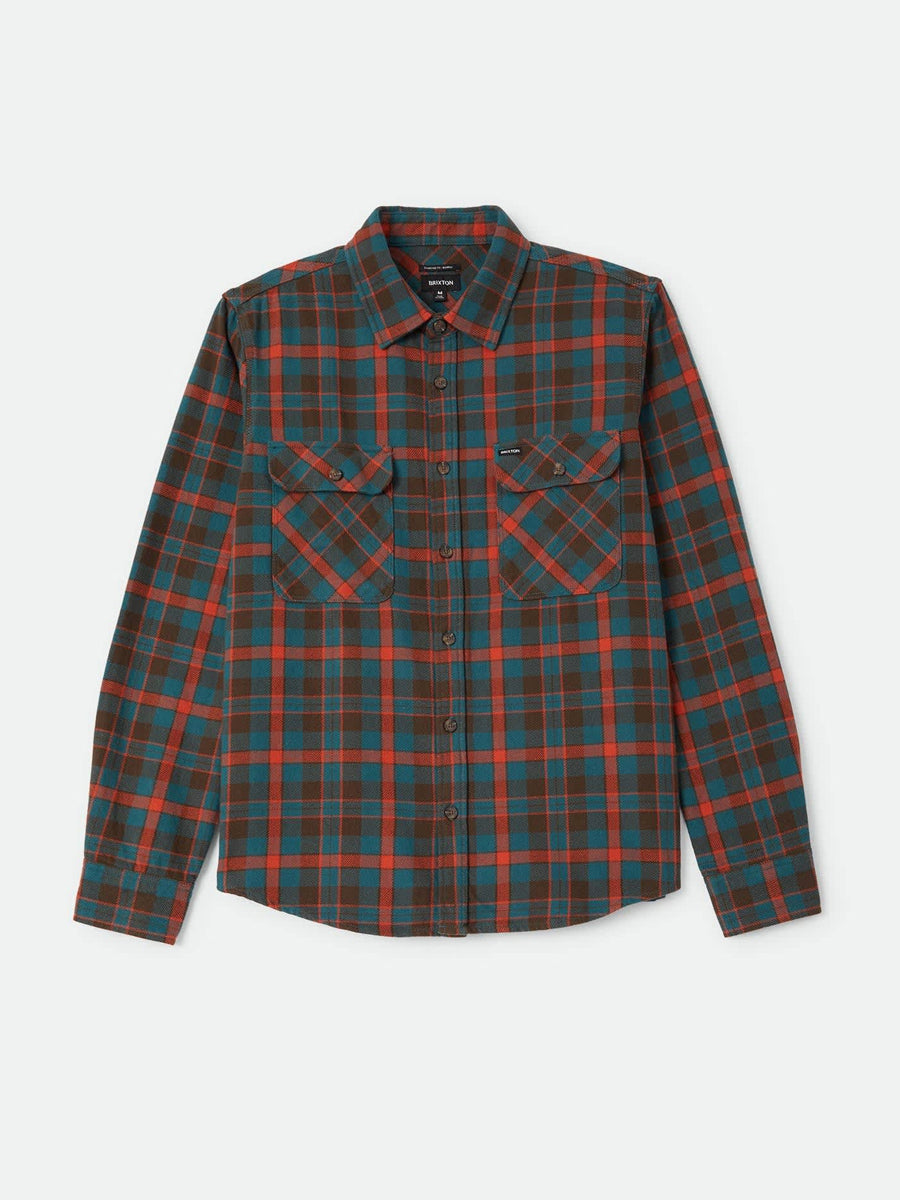 BRIXTON BOWERY FLANNEL - WALNUT BROWN / ULTRA MARINE SHIRTS BRIXTON
