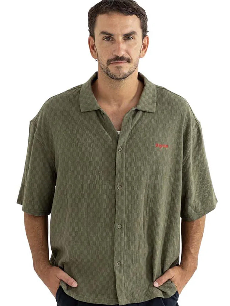 RHYTHM WASH CHECK RELAXED SHORT-SLEEVE SHIRT - GREEN SHIRTS RHYTHM