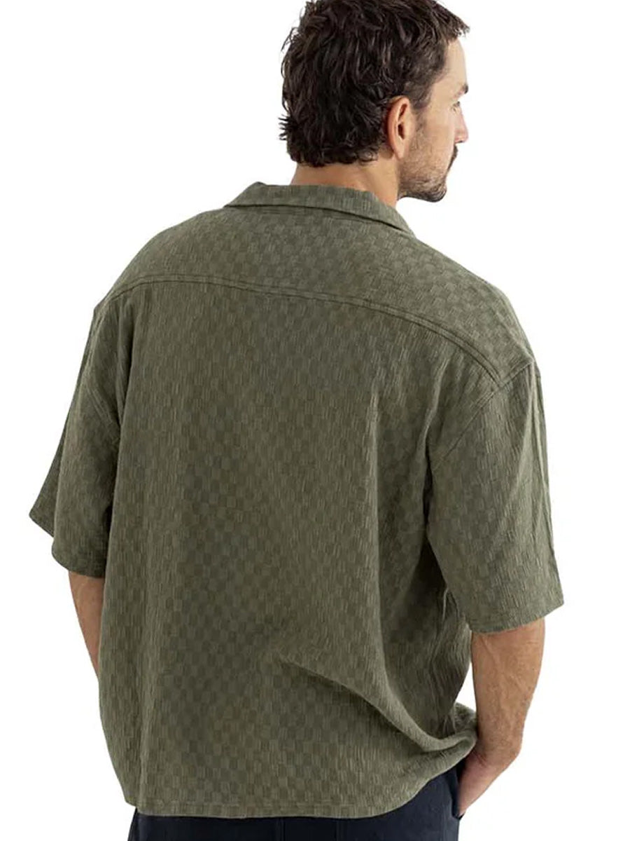 RHYTHM WASH CHECK RELAXED SHORT-SLEEVE SHIRT - GREEN SHIRTS RHYTHM