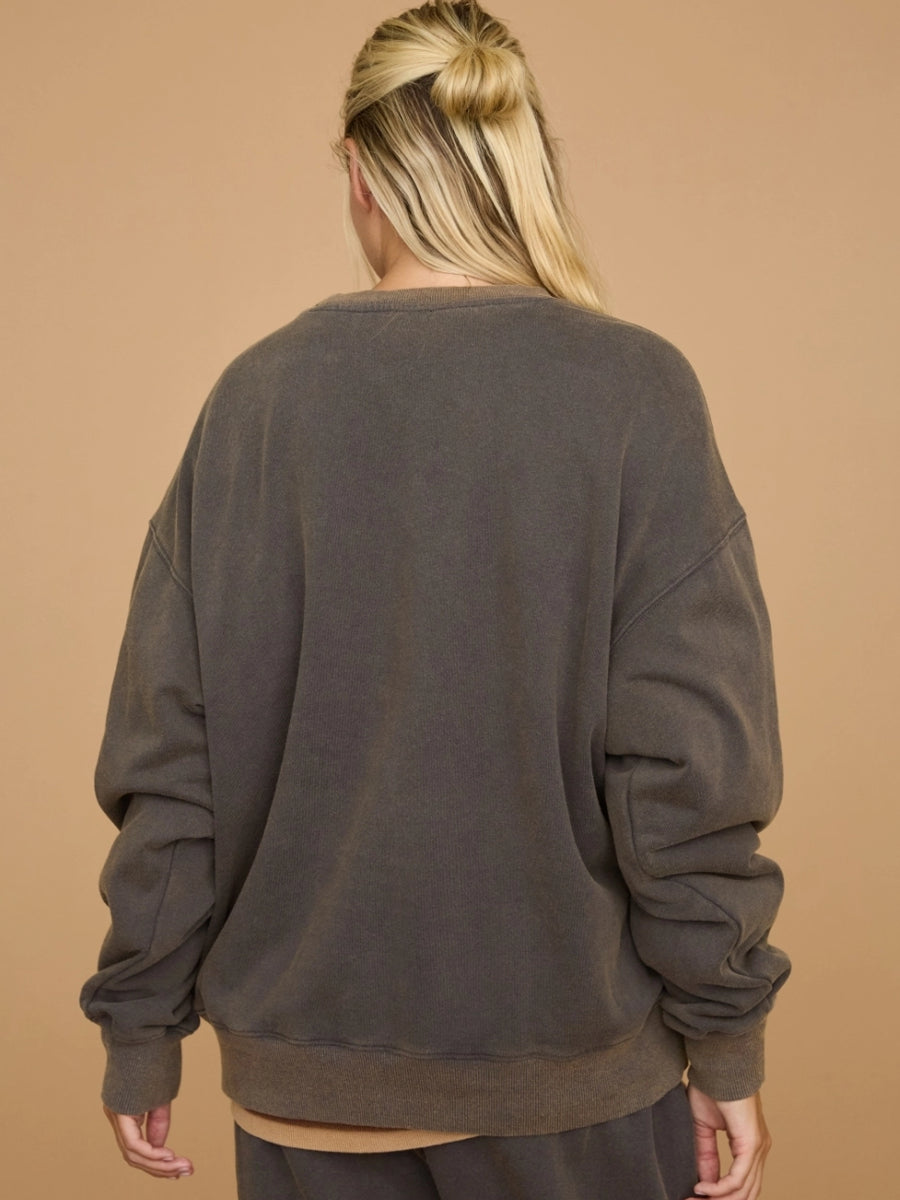 WASHED KANGAROO OVERSIZED SWEATSHIRT - VINTAGE CHARCOAL